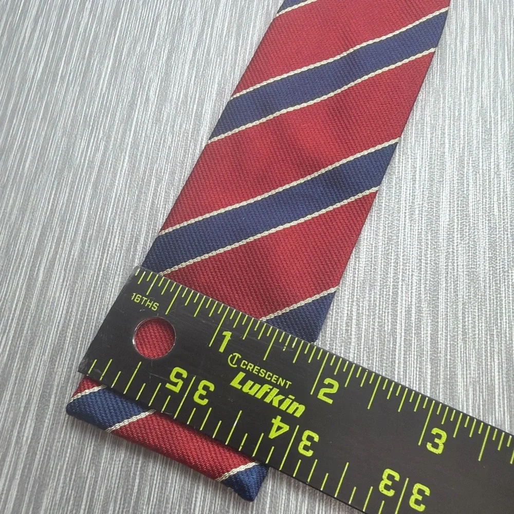 Brooks Brothers Makers Regimental Stripe Silk Self Tie Bow Tie Red Blue